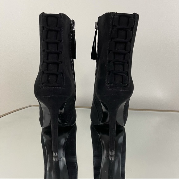 ZARA Black Faux Suede Stiletto Ankle Bootie Heels NEW - Picture 6 of 12